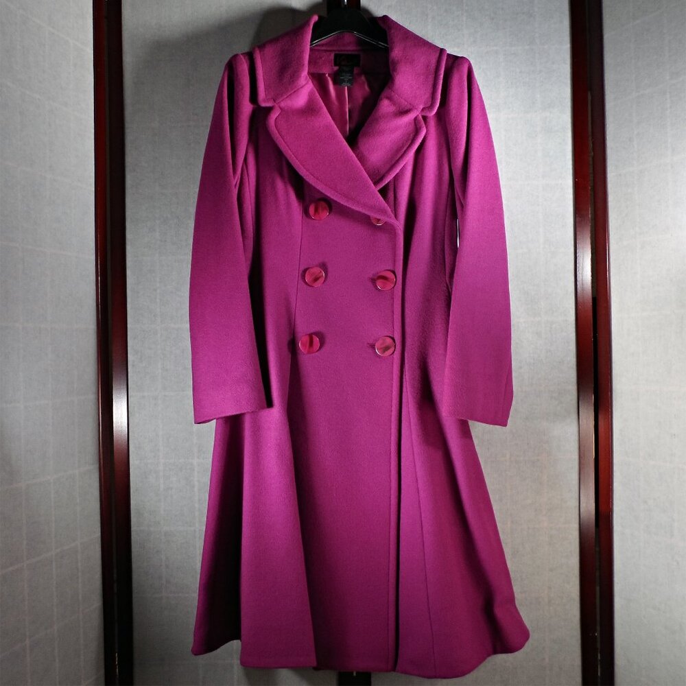 Vtg Y2K Victoria's Secret Via Magenta Pink Wool Coat Size 6